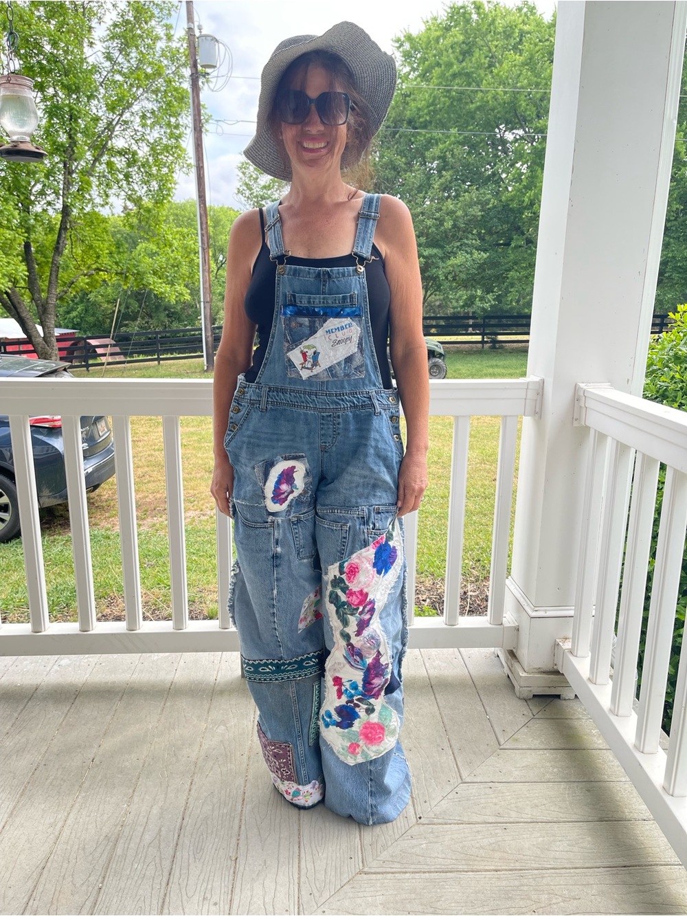 Blue Denim Patchwork Overalls heavily enhanced up cycling